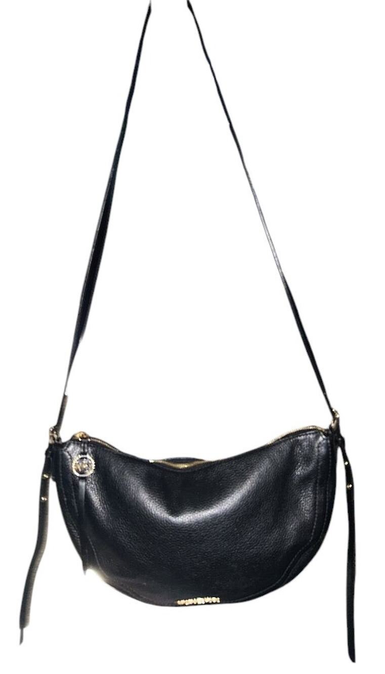 Michael Kors Camden Small Pebbled Leather Black Messenger Crossbody Bag